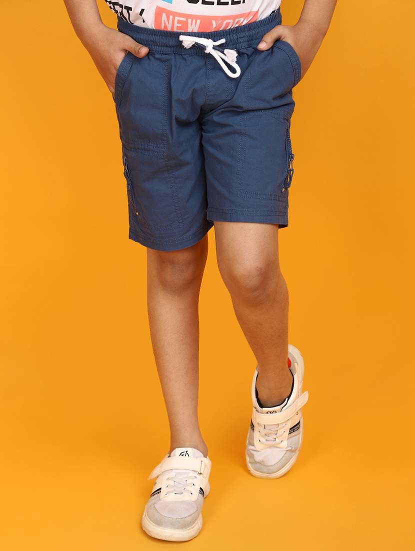 boys blue solid shorts