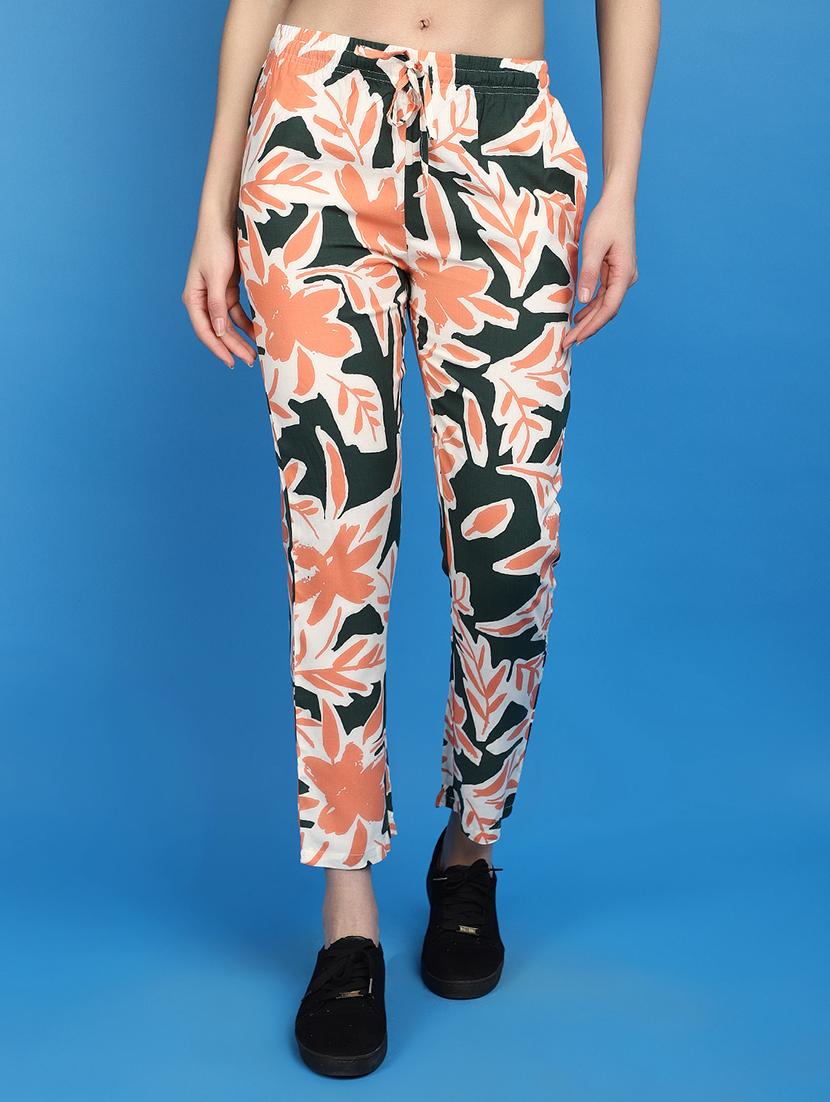 women mid-rise printed track pant