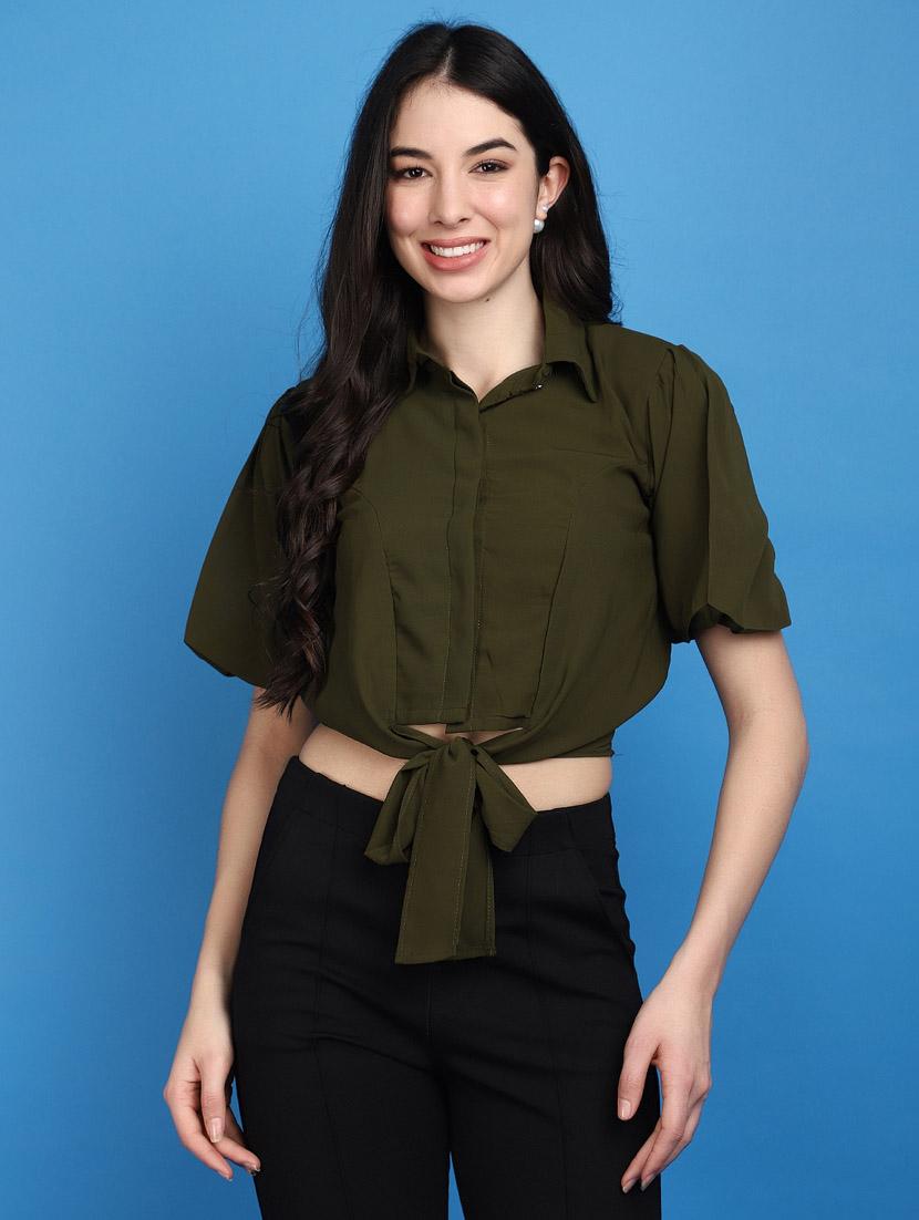 women green solid regular top - 20764161 - Zoom Image - 0