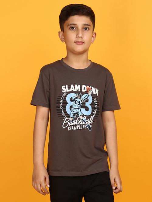 boys brown typographic regular t-shirt - 20764176 -  Standard Image - 0
