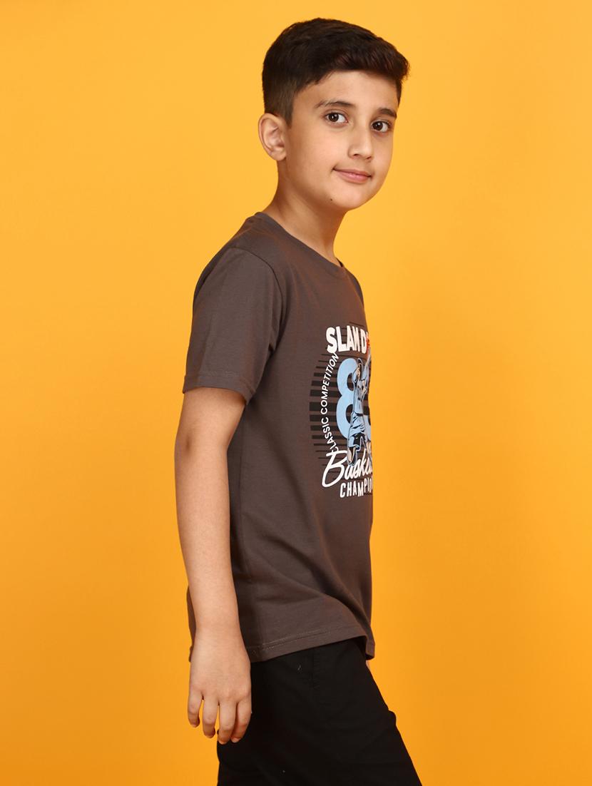 boys brown typographic regular t-shirt - 20764176 - Standard Image - 2