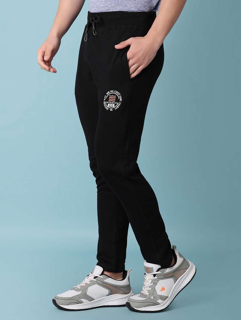 men black placement printed track pant - 20764185 -  Standard Image - 2