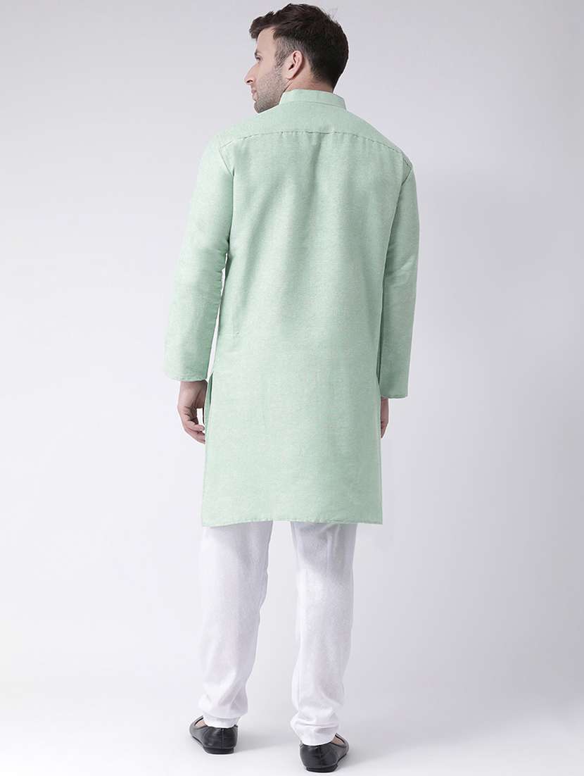 men green solid kurta pyjama ethnic wear set - 20764725 - Standard Image - 2