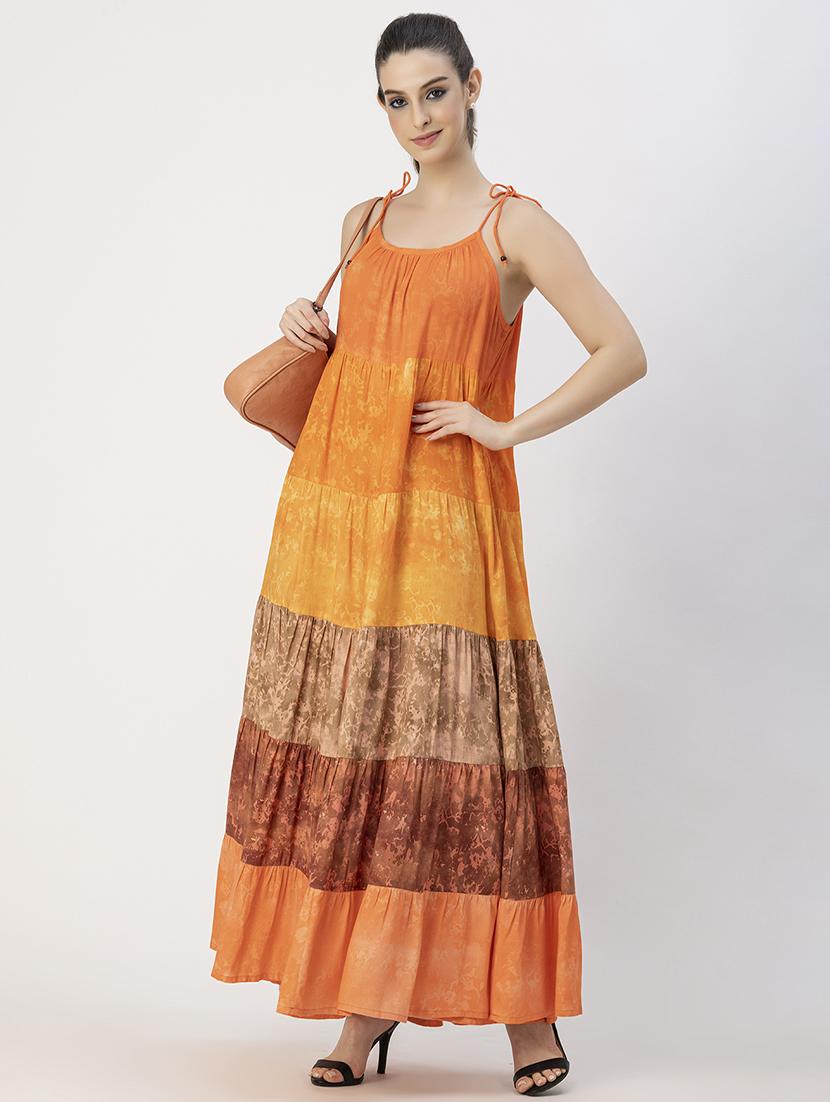 women printed sleeveless tiered dress - 20765893 - Standard Image - 2