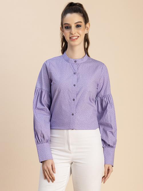 women polka doted bishop sleeves shirt - 20765896 - Standard Image - 0