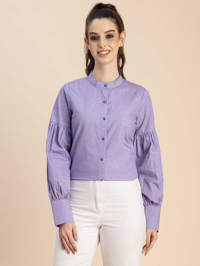 women polka doted bishop sleeves shirt - 20765896 - Zoom Image - 0
