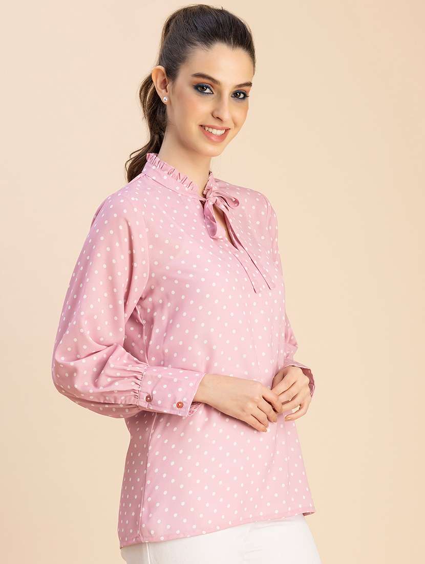 women polka doted puff sleeves top - 20765900 -  Standard Image - 2