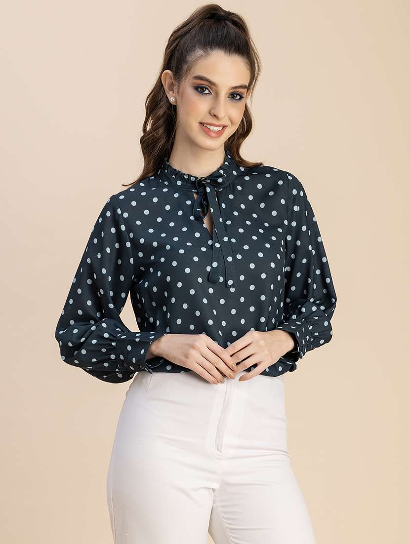 women polka doted puff sleeves top - 20765902 -  Standard Image - 2