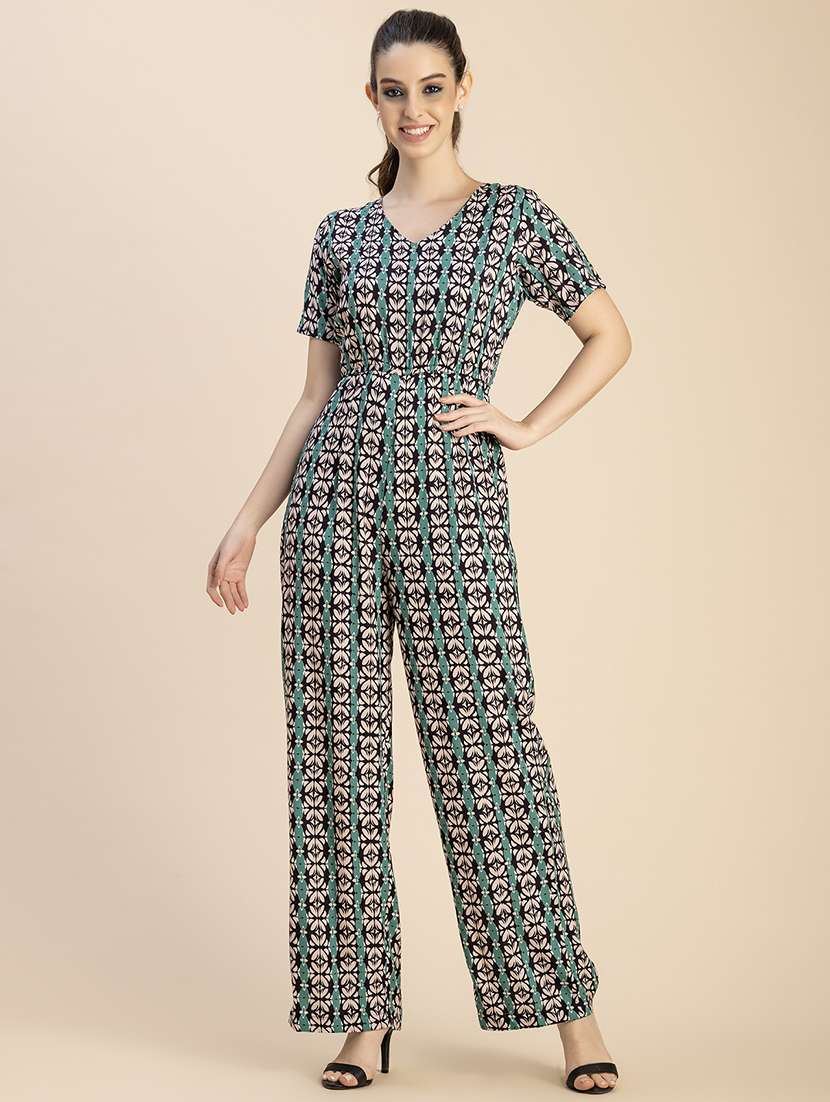 women multicolored printed full leg jumpsuit