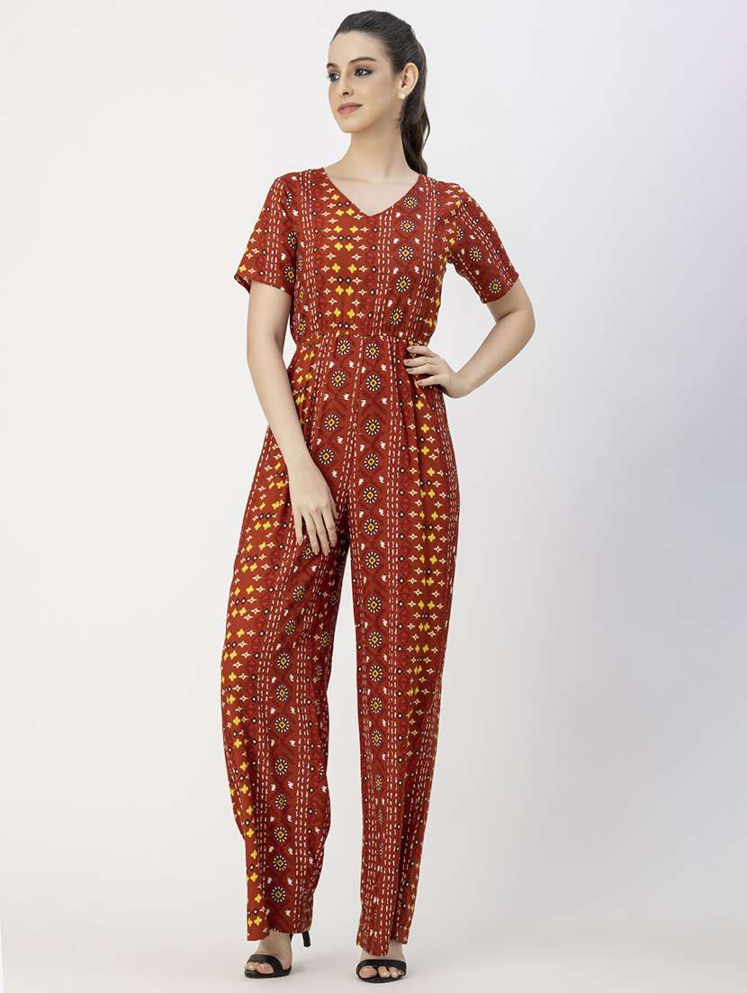 women printed full length jumpsuit