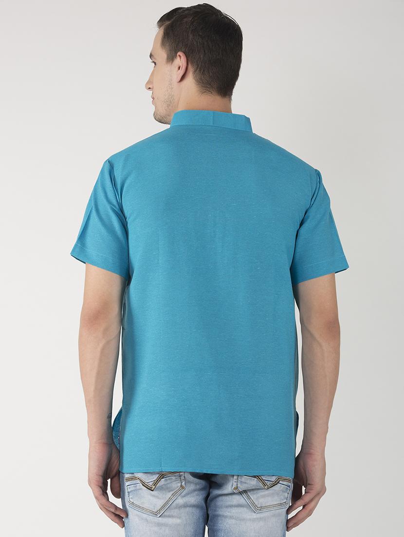 men solid cotton short kurta - 20766008 - Standard Image - 2