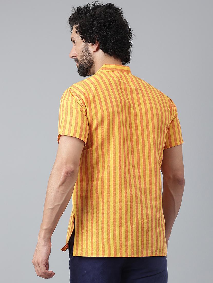 men striped short sleeve short kurta - 20766033 - Standard Image - 2