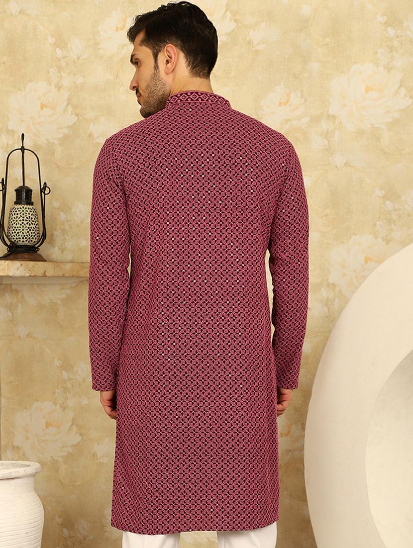 mandarin neck embroidered kurta - 20766344 - Standard Image - 2