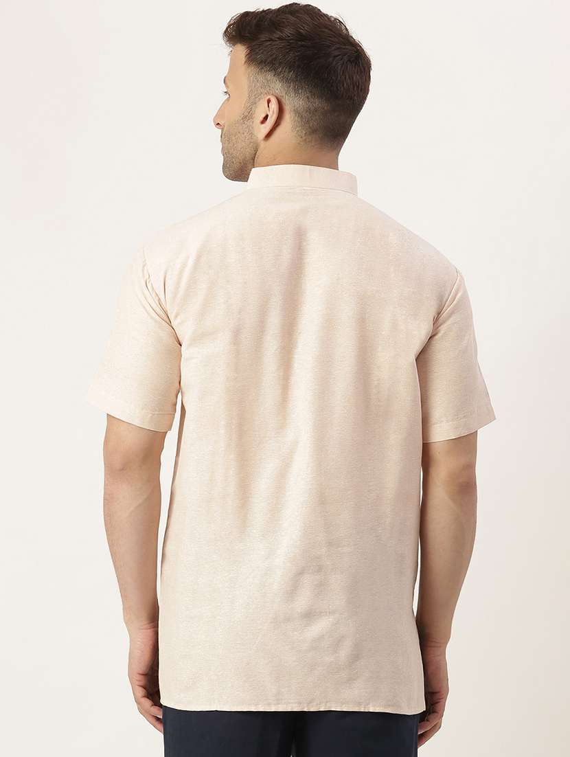 men solid cotton short kurta - 20766872 - Standard Image - 2