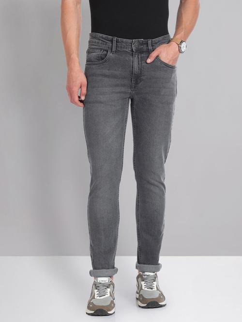 grey cotton plain jeans - 20766897 -  Standard Image - 0