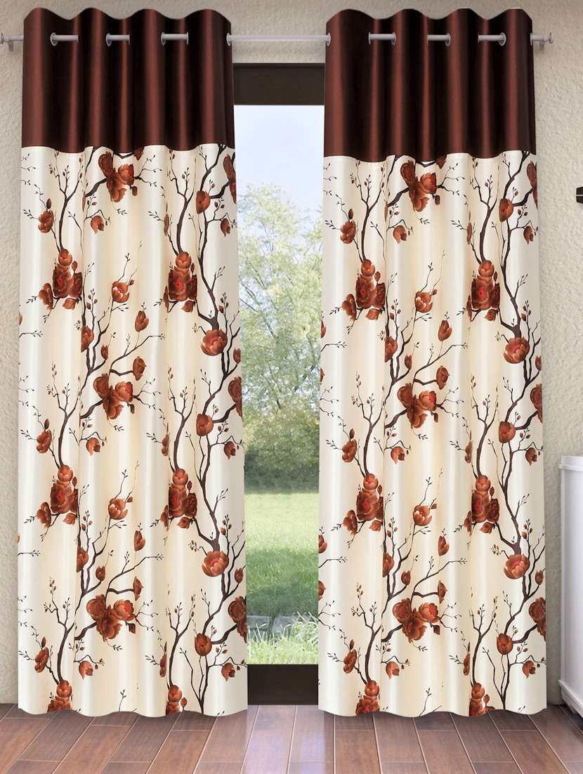 fashion string 2 pieces solid patch 3d tulip eyelet polyester door curtains - 7 feet, red