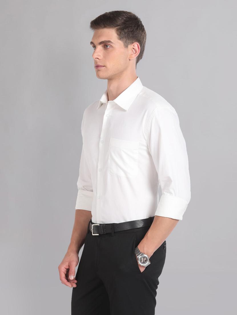 solid white pocket detailed formal shirt - 20766971 - Standard Image - 2