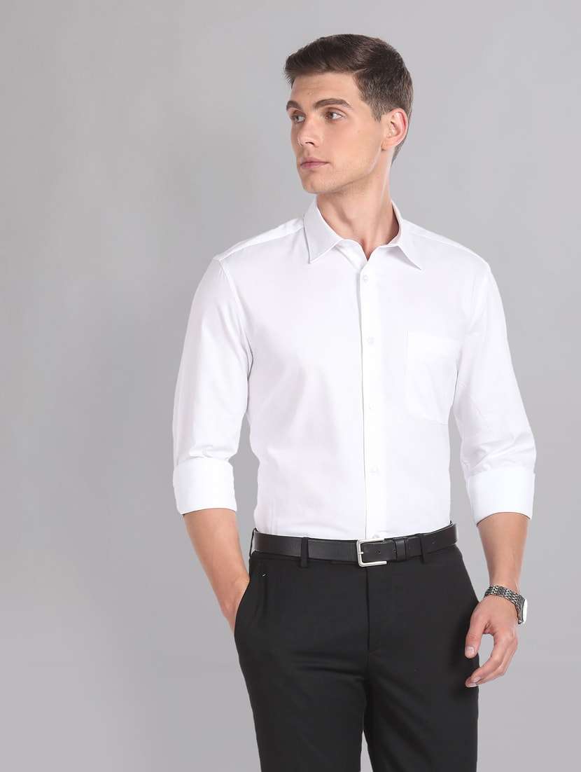 solid white pocket detailed formal shirt - 20766973 -  Standard Image - 2