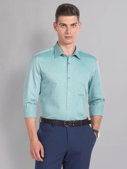 solid green pocket detailed formal shirt - 20766977 -  Standard Image - 0