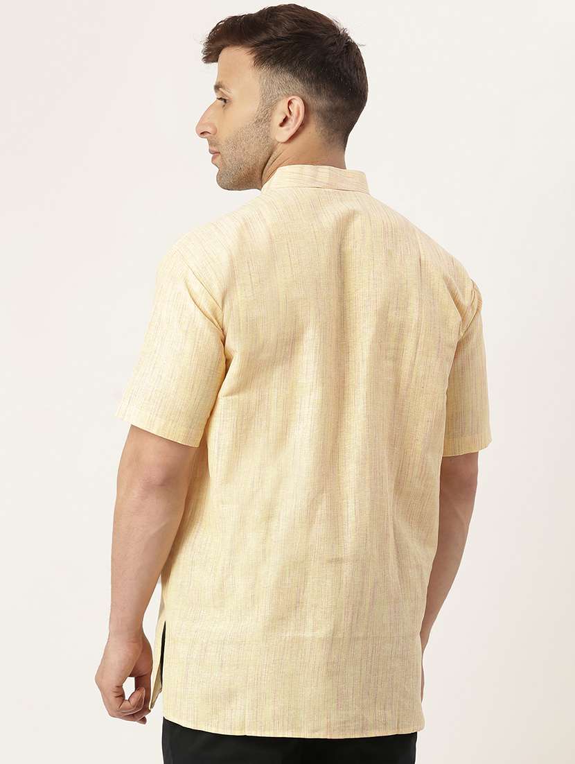 yellow self design short kurta - 20766989 - Standard Image - 2