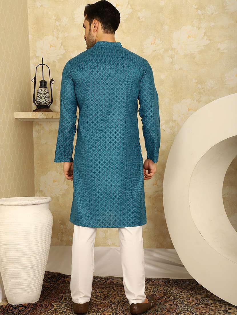 mandarin neck embroidered kurta with churidar set  - 20767169 -  Standard Image - 2