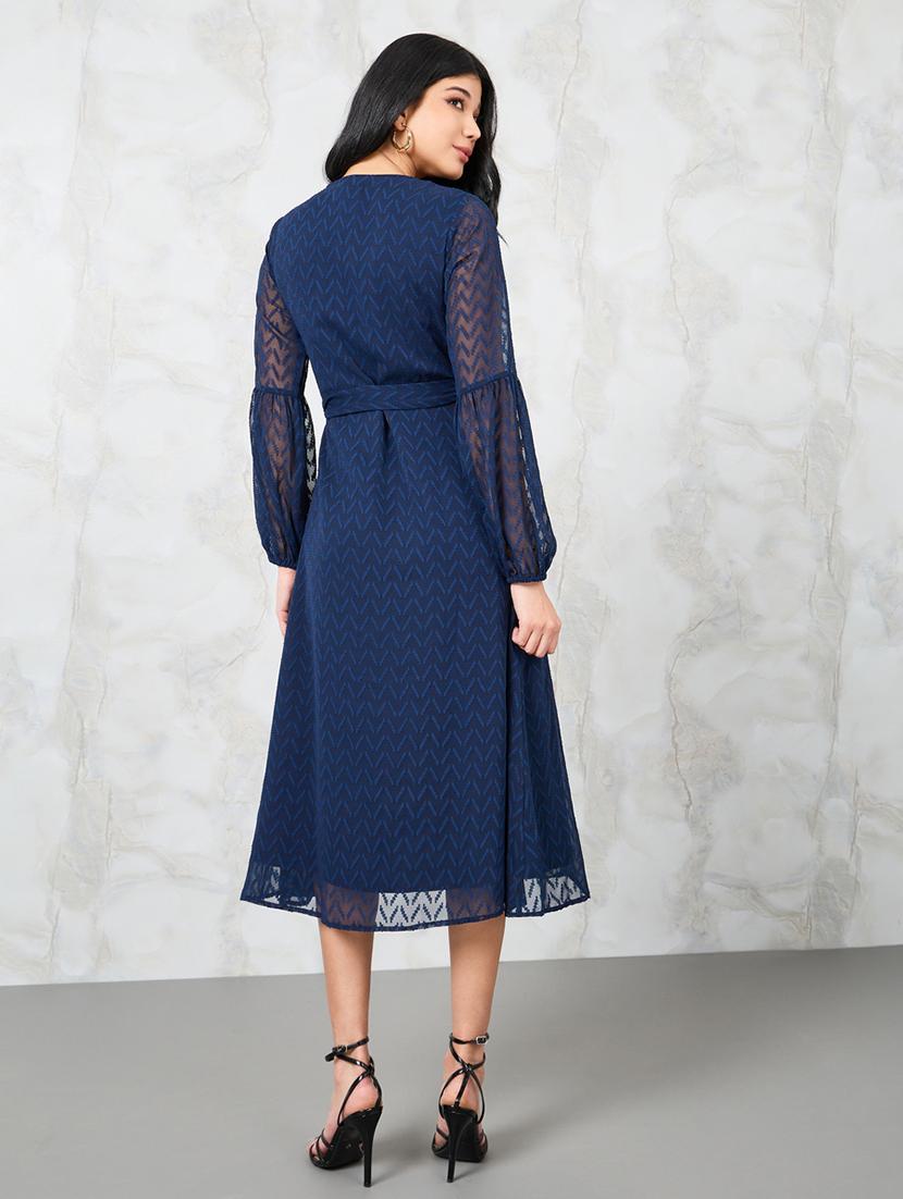 women blue self-designed wrap dress - 20767227 - Standard Image - 2