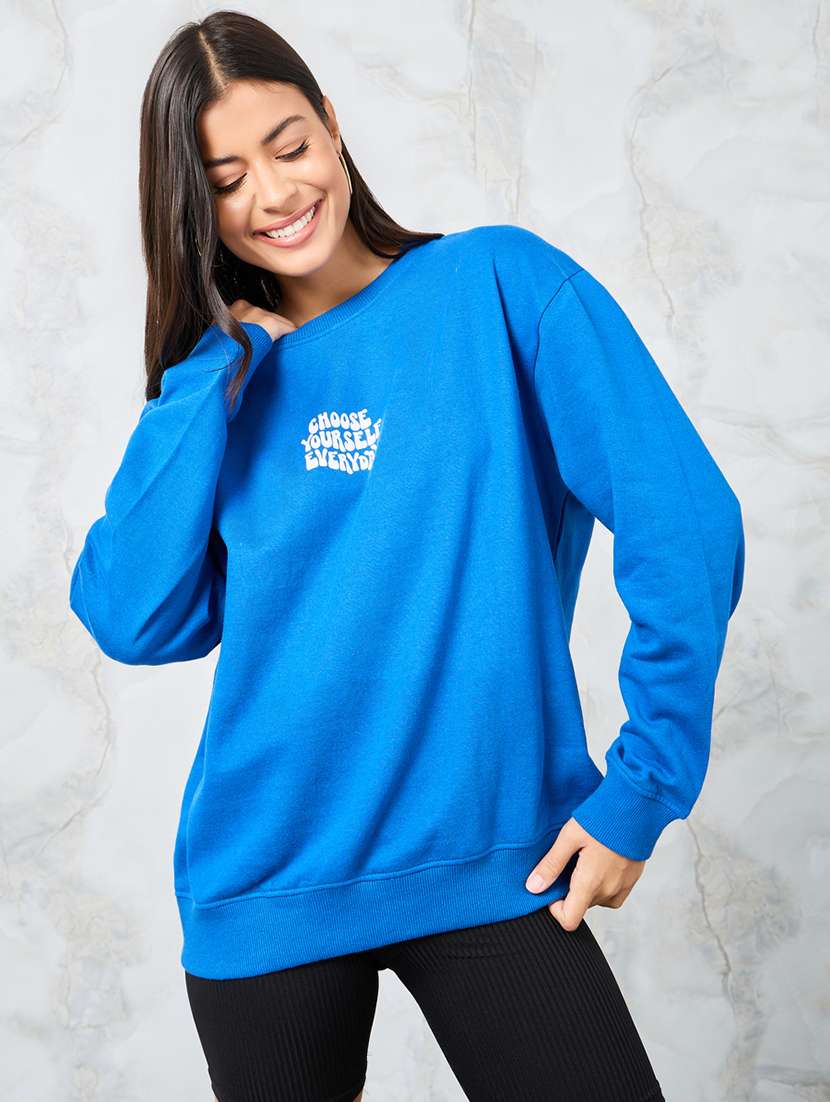 women front & back print long sleeve sweatshirt