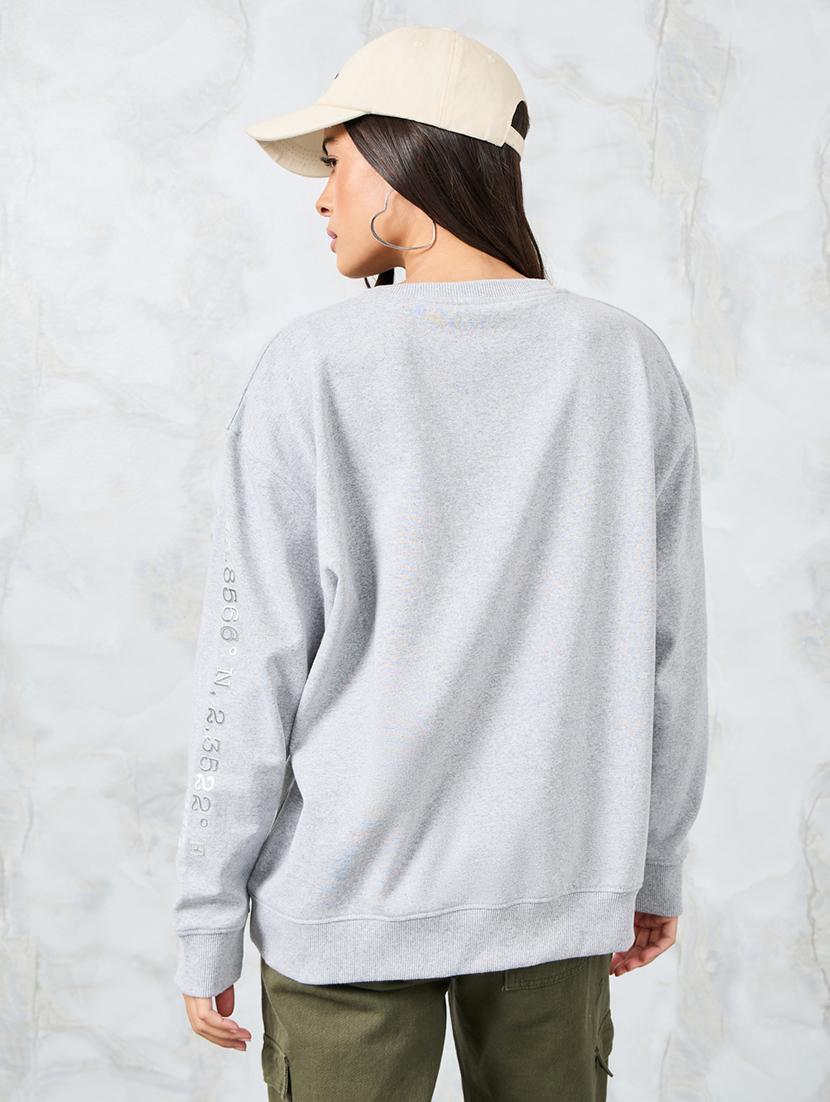 grey cotton typographic oversized sweatshirt - 20767284 - Standard Image - 2