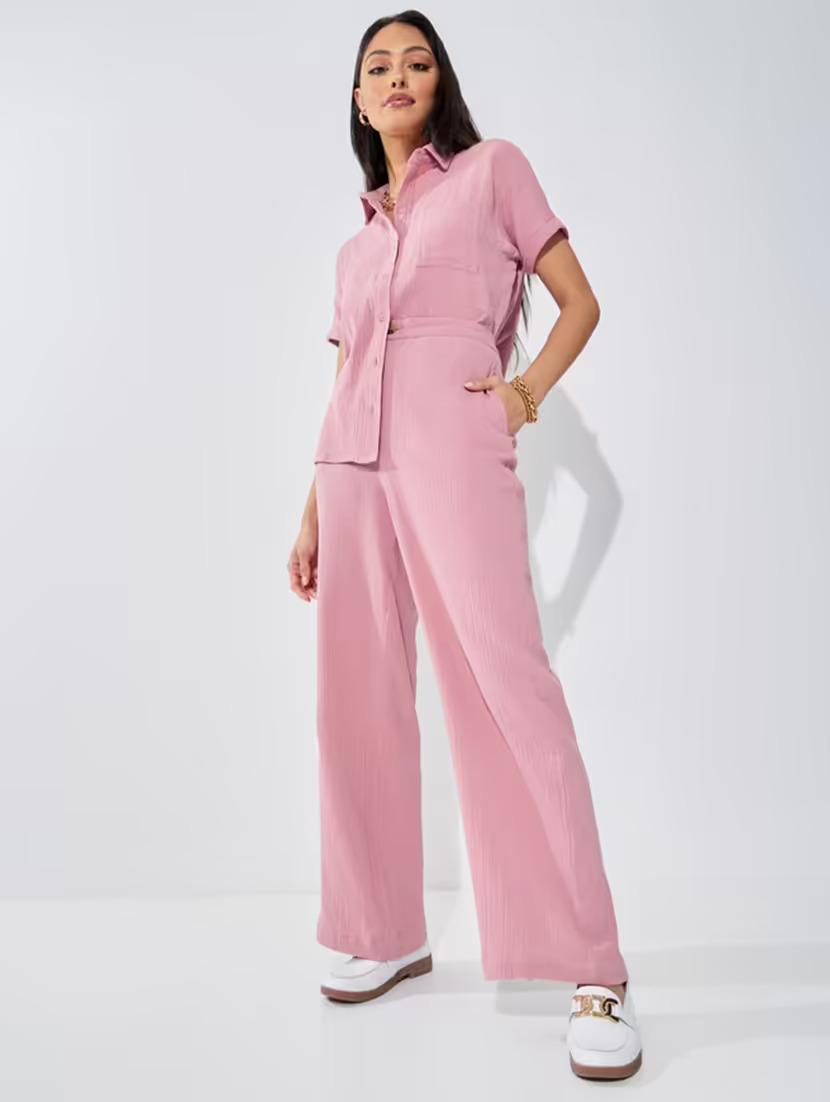 women mid-rise solid wide legtrouser - 20767351 - Standard Image - 2