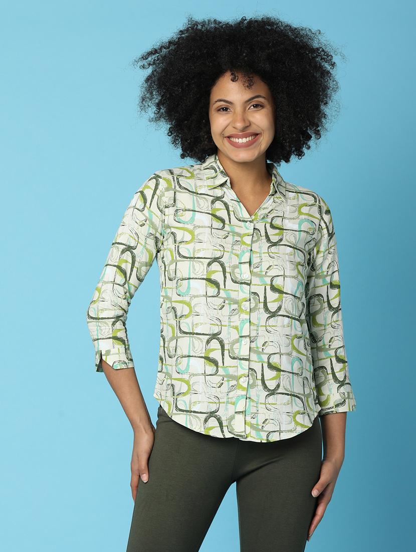 green rayon regular shirt - 20767395 - Zoom Image - 0
