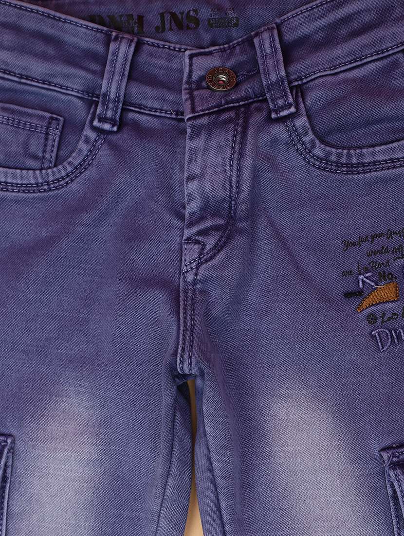 light blue printed cargo style denim jeans - 20767477 -  Standard Image - 2