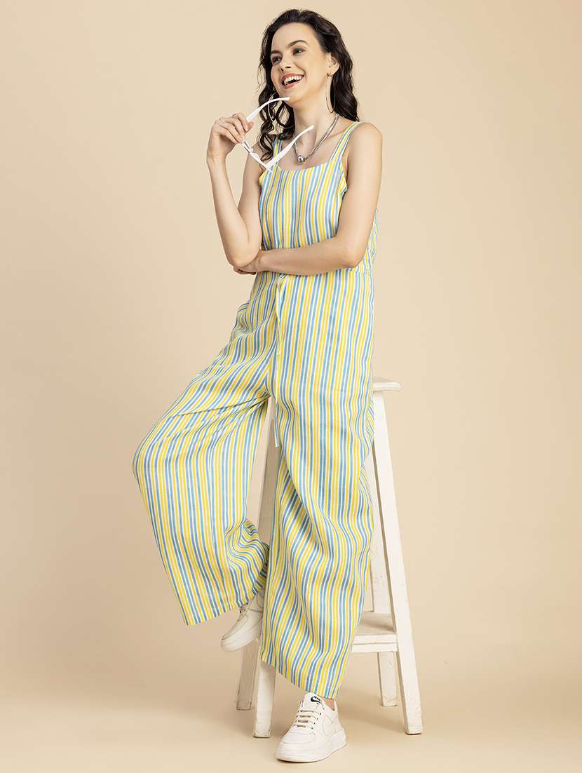 women striped sleeveless full leg jumpsuit - 20767570 -  Standard Image - 2