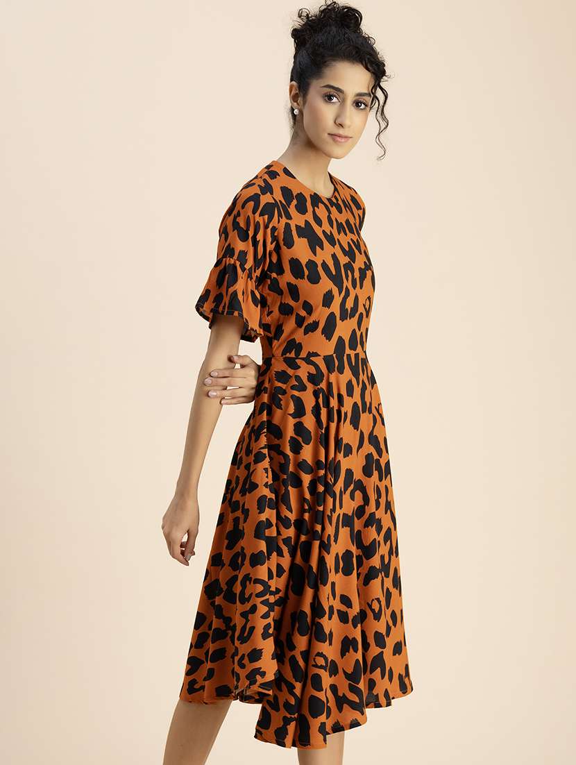 women animal print fit & flare dress - 20767762 -  Standard Image - 2