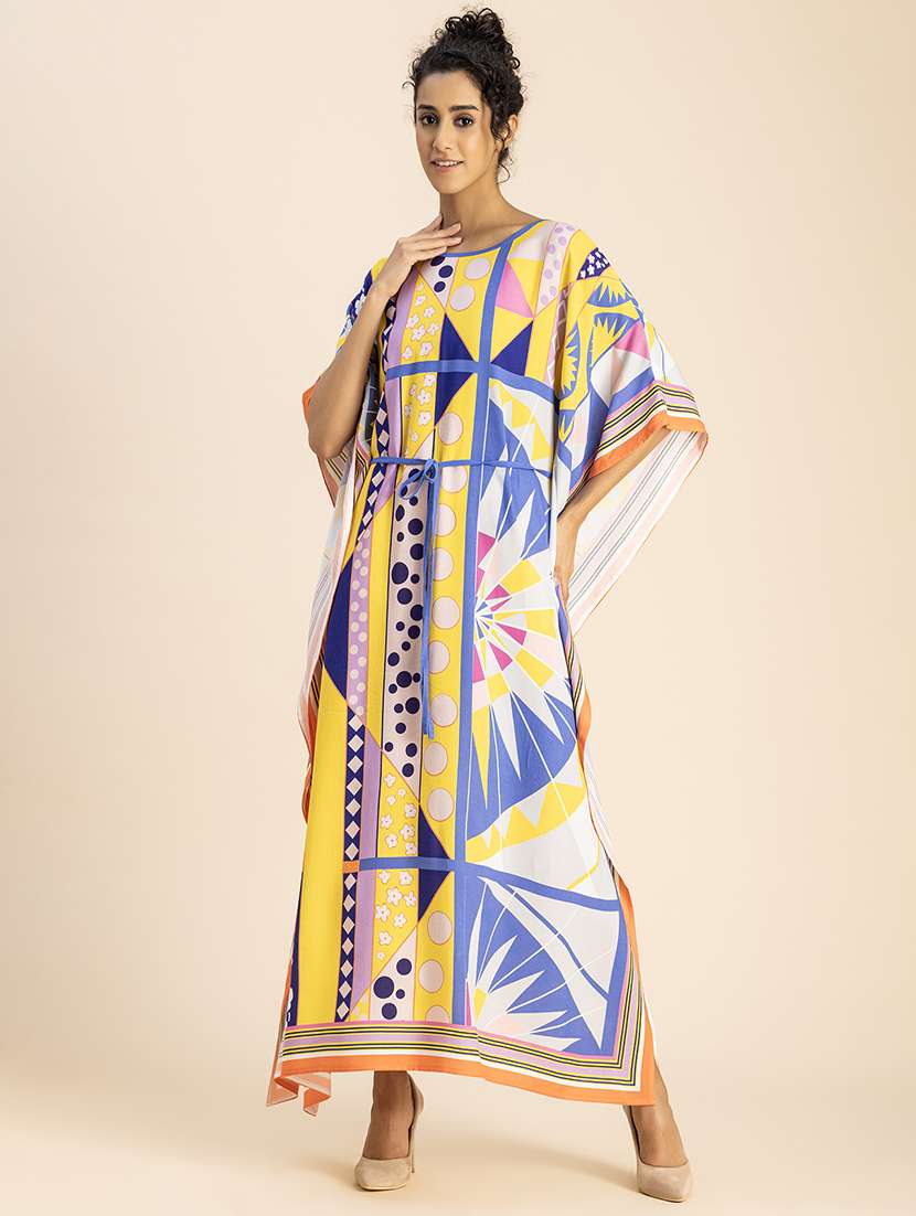 women printed relaxed fit kaftan dress