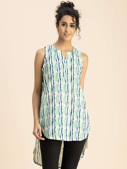 women printed sleeveless high-low top - 20767805 -  Standard Image - 0