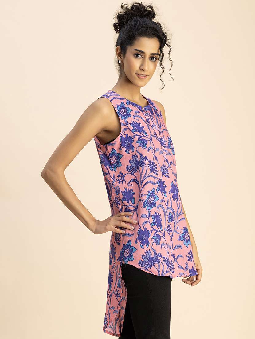 women printed sleeveless high-low top - 20767806 -  Standard Image - 2
