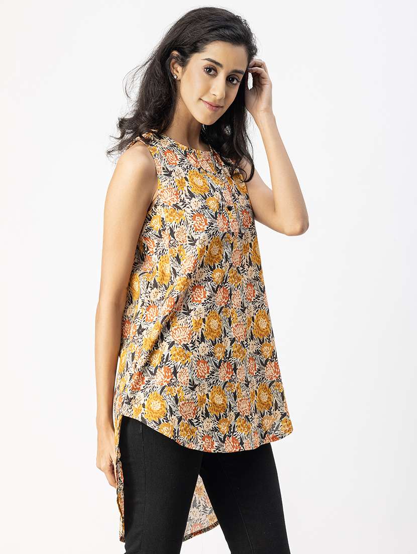 women printed sleeveless high-low top - 20767808 -  Standard Image - 2