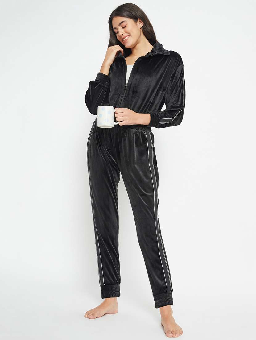 black velvet pyjama nightwear set - 20767838 -  Standard Image - 2