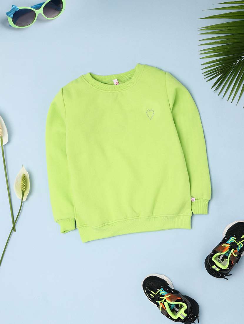 solid green detailed casual sweatshirt
