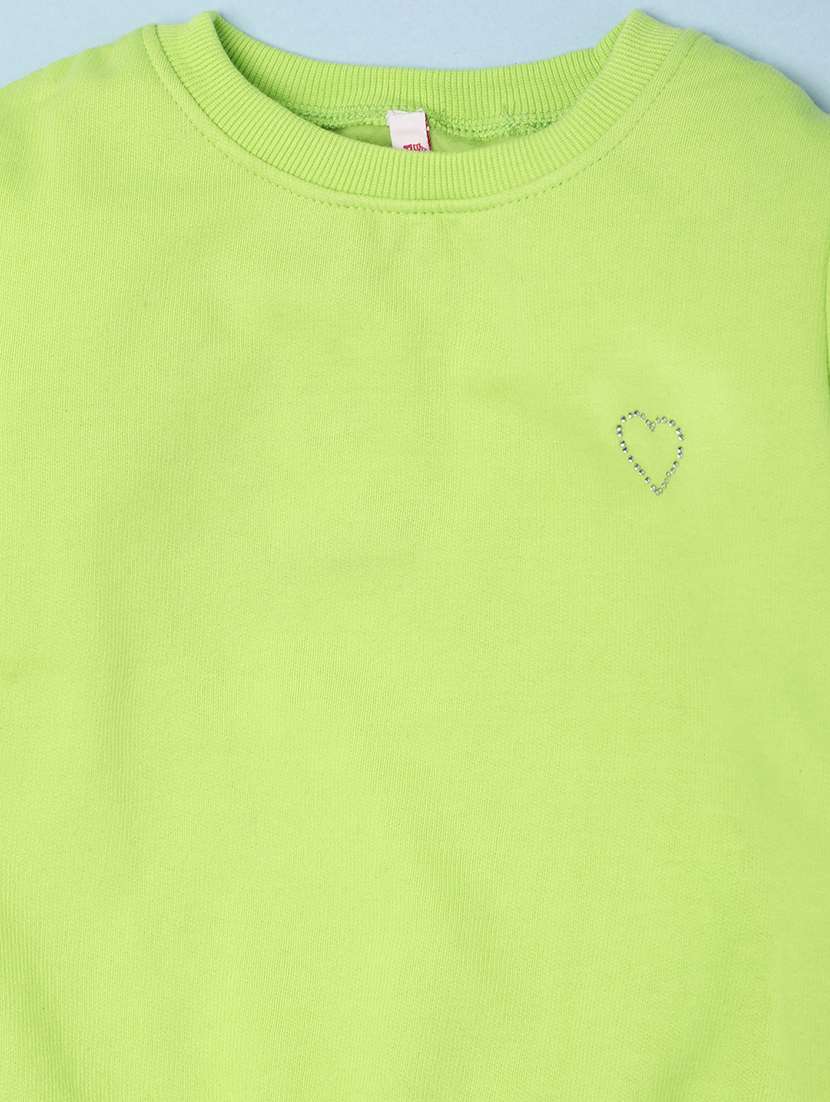 solid green detailed casual sweatshirt - 20768158 -  Standard Image - 2