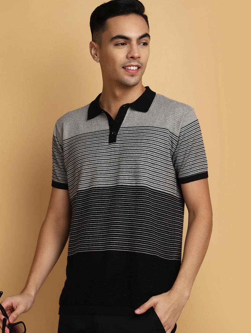 men polo neck striped t-shirt - 20777445 - Standard Image - 2