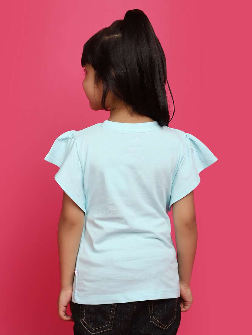 light blue printed detailed casual tee - 20777545 -  Standard Image - 2