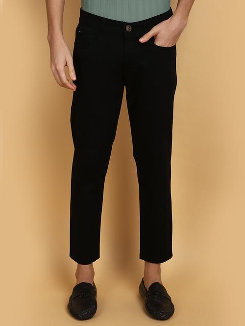 men mid rise solid chinos casual trouser - 20777589 -  Standard Image - 0