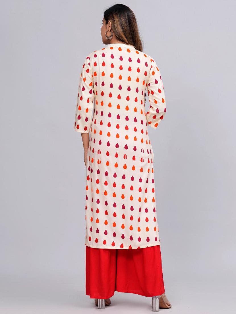 women white mandarin neck kurta sharara set - 20777805 - Standard Image - 2