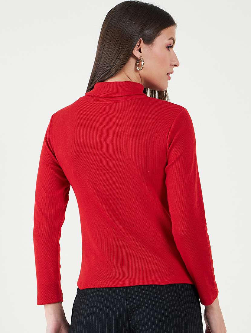 women solid turtle neck long sleeves top - 20777818 -  Standard Image - 2