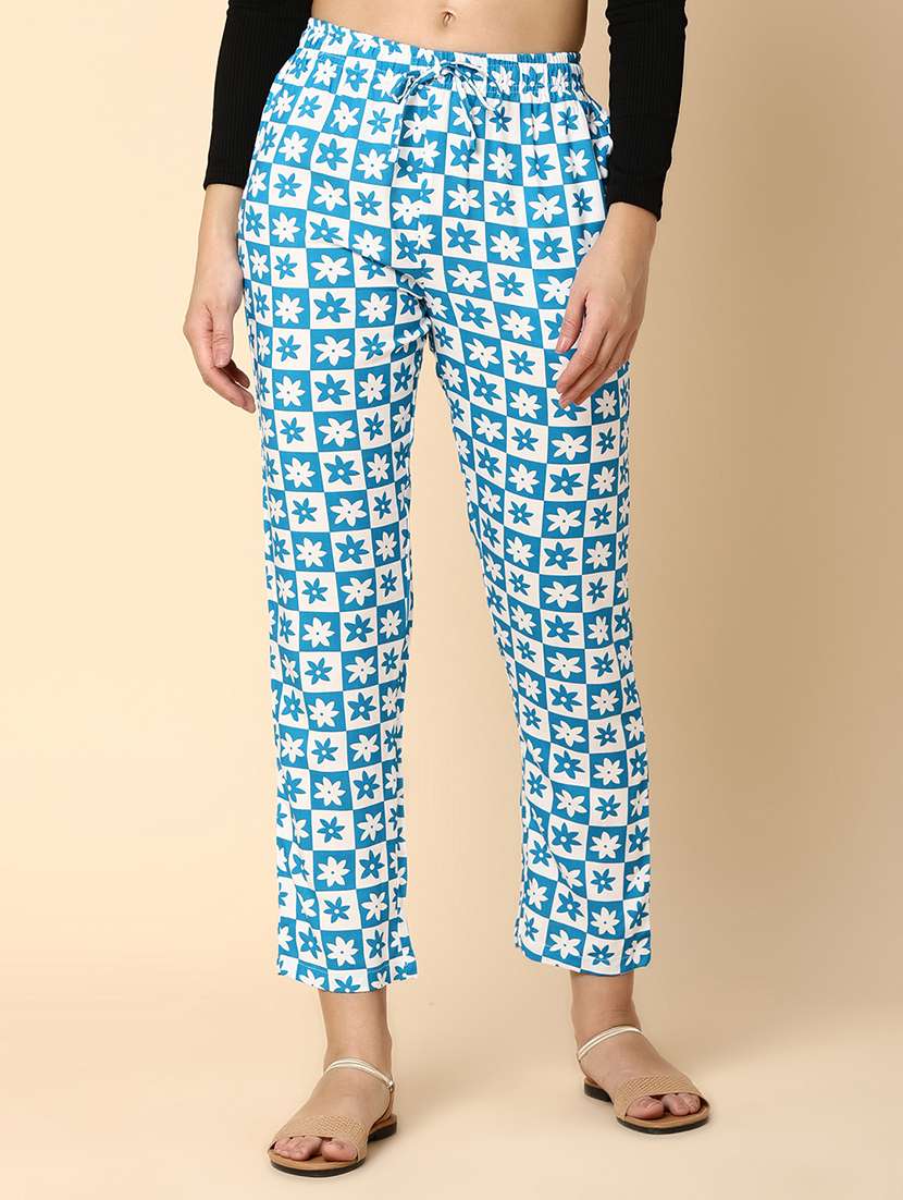 women mid-rise printed track pant