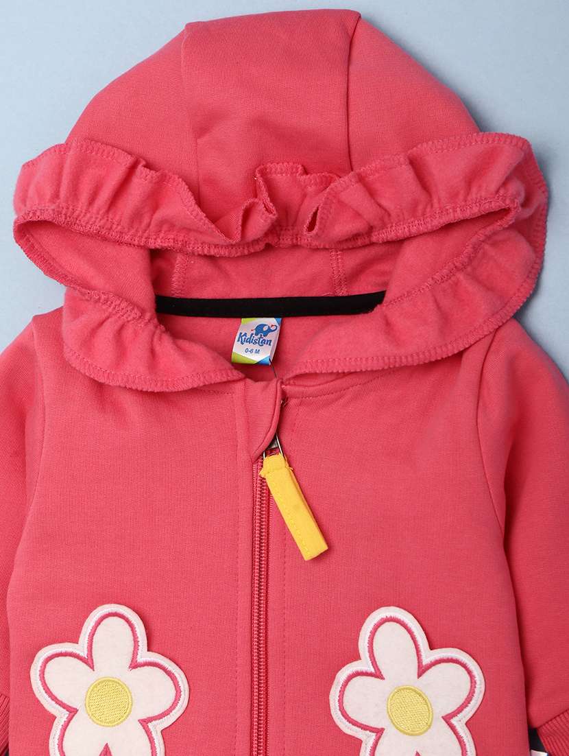 girls pink floral long sleeve hooded sweatshirt - 20790987 -  Standard Image - 2