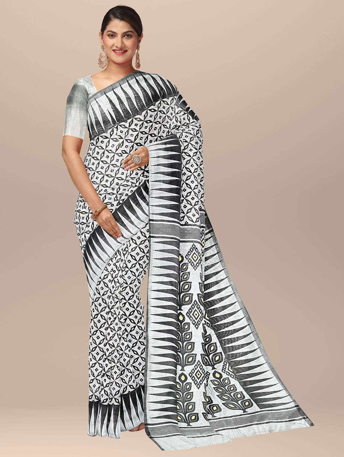 grey cotton handloom saree
