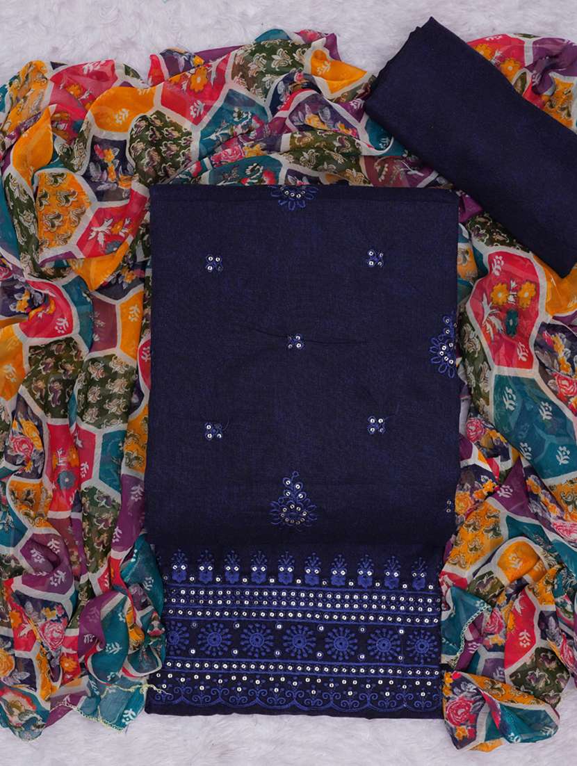 women navy blue unstitched suits - 20795395 - Standard Image - 2