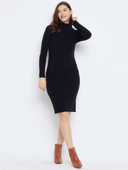 black wool bodycon dress - 20796492 - Standard Image - 0